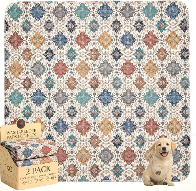 Washable Pee Pads for Dogs,Great Urine Absorbent Reusable Puppy Training Pads,Waterproof,Leak-Proof & Non-Slip Potty Pads for Whelping,Crate,Playpen,Bed.(Colorful Day,54"x54") by Peepads