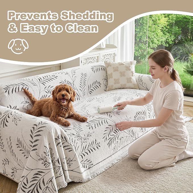 Couch Cover for Dogs Washable Sofa Cover, Sectional Couch Covers, Sofa Covers for 2 Cushion Couch, Non Slip Stripe Sofa Slipcovers Furniture Protector (Eucalyptus Brown 71x102) - Image 6