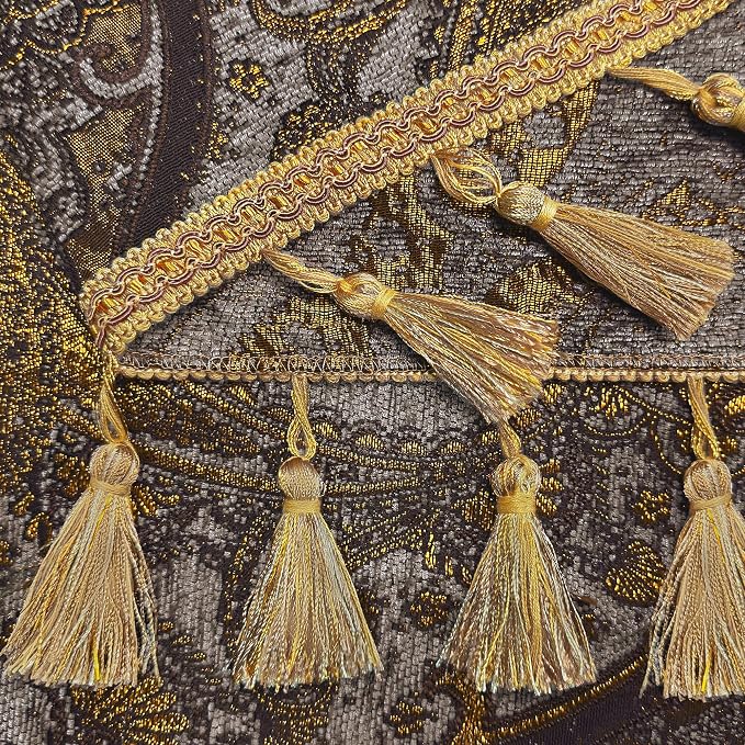 Loom and Mill Luxury Jacquard Sofa Couch Covers, Bronze Gold, 71"x118" | Classic Antique Sofa Throw Cover with Tassels for 2-3 Cushion Couch, Sectional Couch Cover Sofa Slipcover for Dogs Pets - Image 5