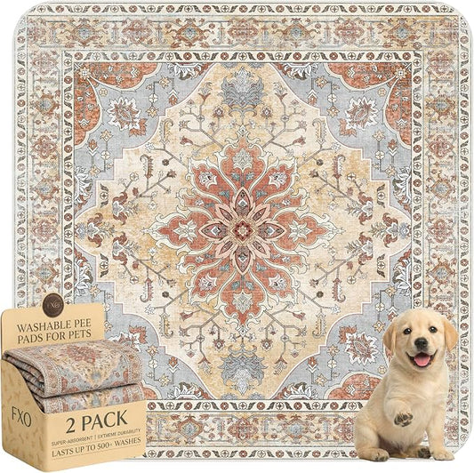 Washable Pee Pads for Dogs,Great Urine Absorbent Reusable Puppy Training Pads,Waterproof,Leak-Proof & Non-Slip Potty Pads for Whelping,Crate,Playpen,Bed.(Orange Amber Floral,36"x36") by Peepads