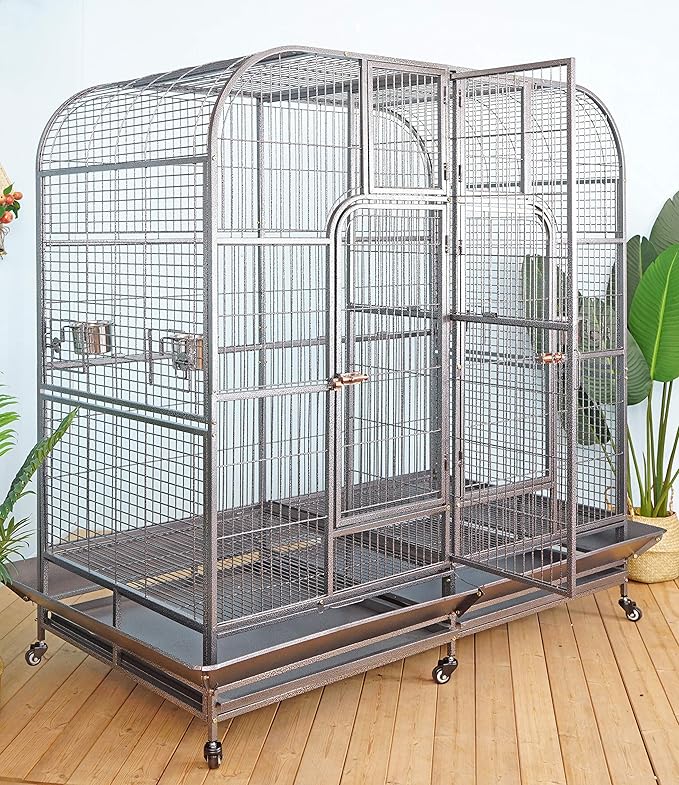 Double Cage with Center Divider for Bird Parrot Aviary W64xD32xH73 New by Unknown