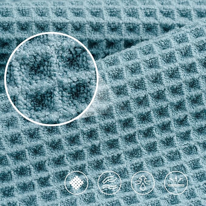 POLYTE 430 GSM Microfiber Oversize Quick Dry Lint Free Bath Towel, 60 x 30 in, 4 Pack (Waffle Weave) - Image 5