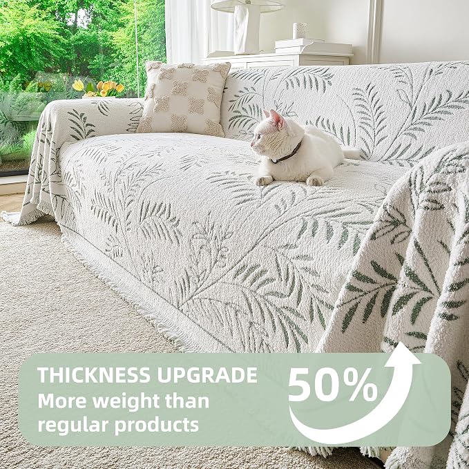 Couch Cover for Dogs Washable Sofa Cover, Sectional Couch Covers, Sofa Covers for 2 Cushion Couch, Non Slip Stripe Sofa Slipcovers Furniture Protector (Eucalyptus Green 91x134) - Image 5