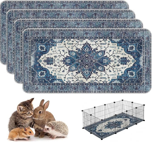 4PACK Washable Guinea Pig Pee Pads,Absorbent Reusable Guinea Pig Cage Liners,Waterproof,Leak-Proof & Non-Slip Potty Pads for Small Animals Rabbit Hamster Rat.(Dark Navy Floral,24"x48") by Peepads