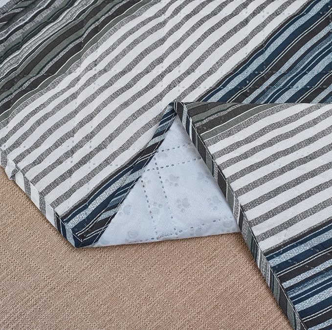Brilliant Sunshine Multi Grey Stripes Couch Cover, 78" seat | Non Slip Sofa Cover, Living Room Quilted Furniture Protector, Extra Large Washable Slipcover for Pets, Dogs & Cats - Image 5