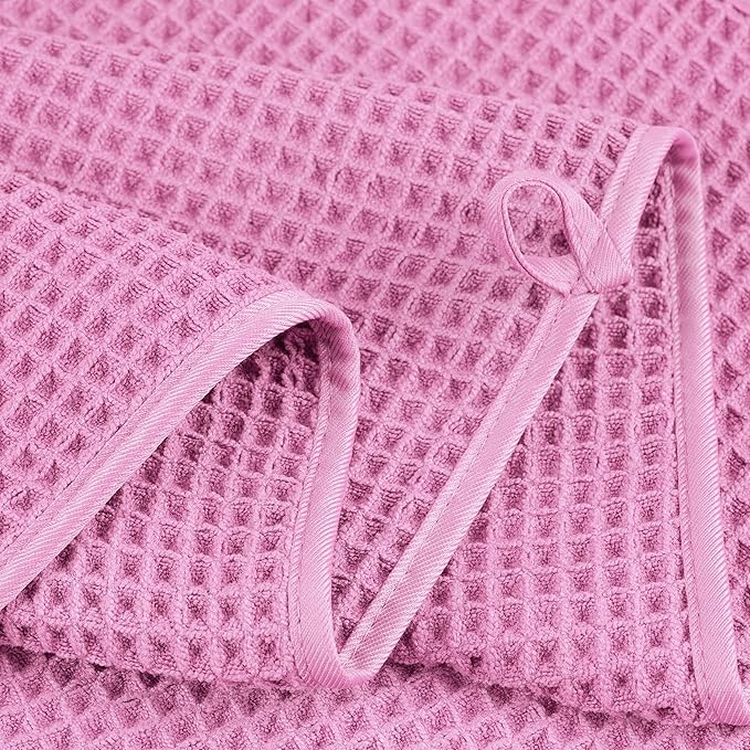 POLYTE 430 GSM Microfiber Oversize Quick Dry Lint Free Bath Towel, 60 x 30 in, 4 Pack (Waffle Weave) - Image 4