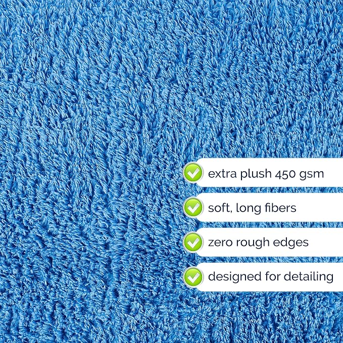 GREEN LIFESTYLE Chamois Cloth Microfiber Cleaning Cloth 6 Pack, Borderless Microfiber Towels Cleaning, Car Microfiber Towel, Drying Towels for Сars, Car Wash Towels (16" x 16", Blue) (6 Pack – 16x16) - Image 4