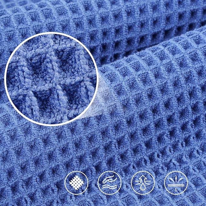 POLYTE 430 GSM Microfiber Oversize Quick Dry Lint Free Bath Towel, 60 x 30 in, 4 Pack (Waffle Weave) - Image 5