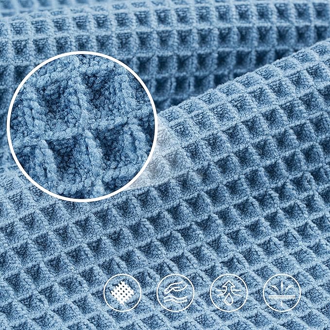 POLYTE 430 GSM Microfiber Oversize Quick Dry Lint Free Bath Towel, 60 x 30 in, 4 Pack (Waffle Weave) - Image 5