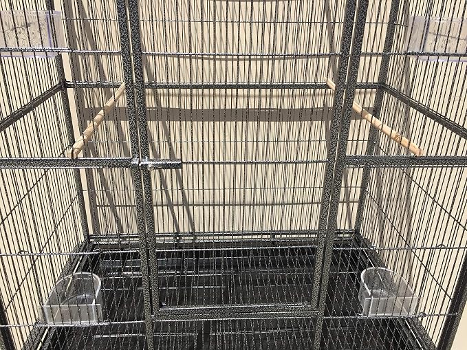 64" Extra Large Wrought Iron Side Nesting Box Doors Flight Breeding Canary Parakeet Cockatiel Lovebird Finch Bird Cage Easy Clean Pull Out Tray with Removable Rolling Stand - Image 5