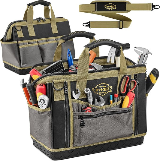 Ryker 16’’ Heavy Duty Tool Bag. Tool Box Organizer for Electrician & Plumber by TheRykerBag