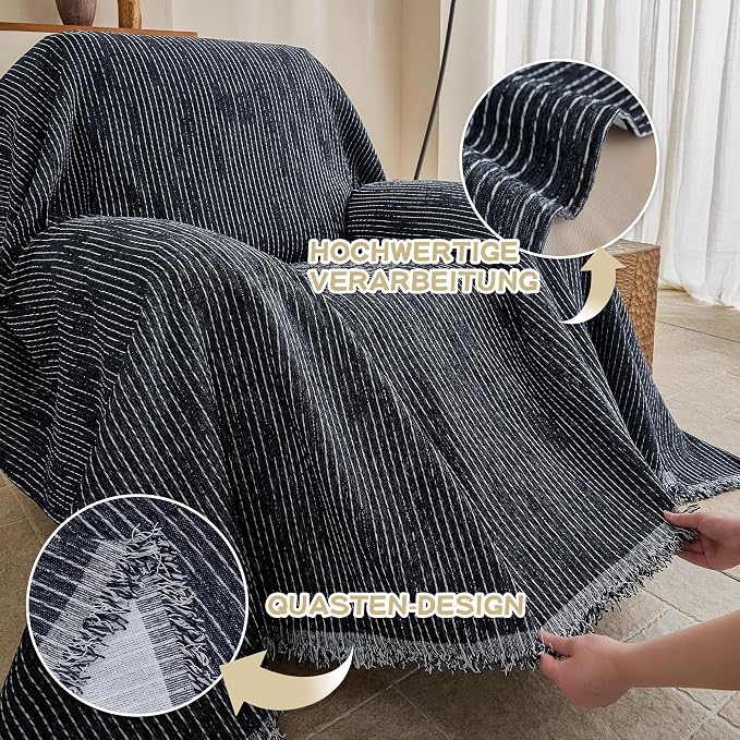 MYSKY HOME Oversized Armchair Couch Cover for 1 Cushion Couch, Washable Sofa Protector, Chair Couch Covers Sofa Covers Sofa Throws Sofa Slipcovers Futon Cover for Pet, Kid, 71"X91", Navy - Image 3