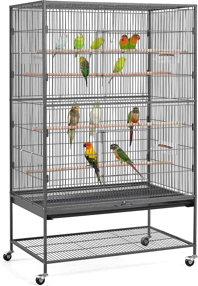 Yaheetech 60.5inch Extra Large Bird Cage Metal Parrot Cage Flight Cage for Cockatiels African Grey Quaker Green Cheek Sun Conure Medium Birds Parrots by Unknown
