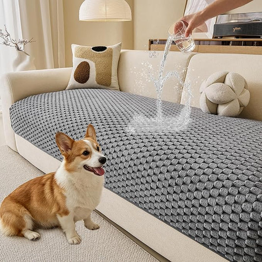 Waterproof Couch Covers for Dogs Washable, Pet sectional Sofa Cover | Non Slip Fuzzy Couch Slipcovers for 3 Cushion, Furniture Protector,Scratch Resistant Couch Covers for Sofa (Grey,35"x 83") by KaviKon