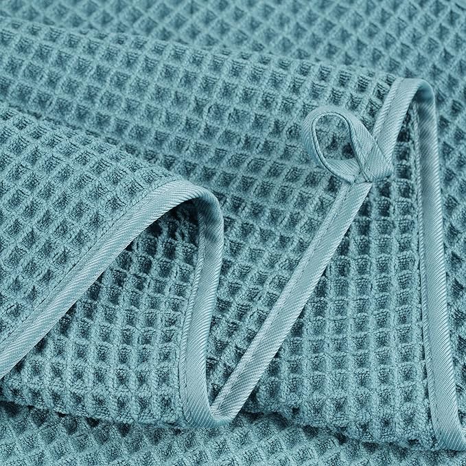POLYTE 430 GSM Microfiber Oversize Quick Dry Lint Free Bath Towel, 60 x 30 in, 4 Pack (Waffle Weave) - Image 4