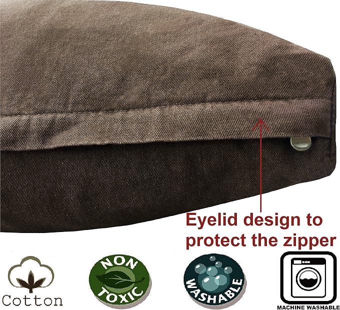 Dogbed4less Large Shredded Memory Foam Dog Bed Pillow, Waterproof Lining and Machine Washable Durable Denim Cover 41X27 Inches, Brown - Image 4