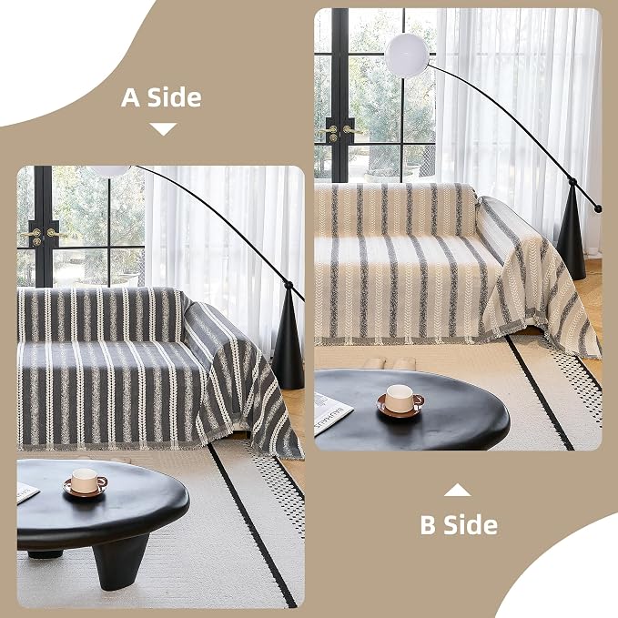 Couch Cover for Dogs Washable Sofa Cover, Sectional Couch Covers, Sofa Covers for 2 Cushion Couch, Non Slip Stripe Sofa Slipcovers Furniture Protector (Dark Gray, 75 * 118) - Image 8