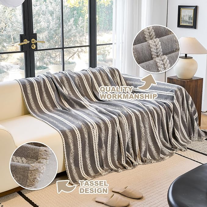Couch Cover for Dogs Washable Sofa Cover, Sectional Couch Covers, Sofa Covers for 2 Cushion Couch, Non Slip Stripe Sofa Slipcovers Furniture Protector (Dark Gray, 75 * 102) - Image 6