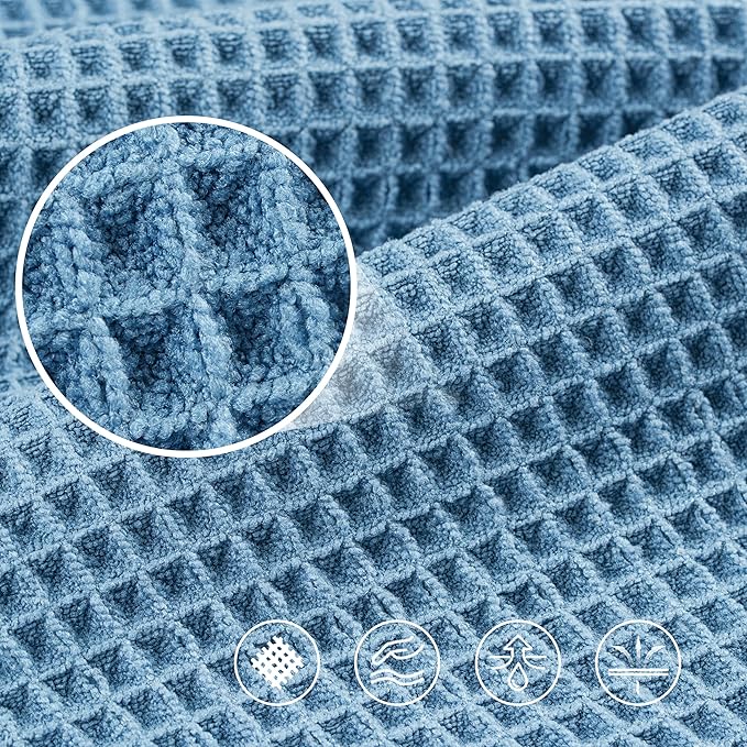 POLYTE 430 GSM Polyester Polyamide Microfiber Oversize Quick Dry Lint Free Bath Towel, 60 x 30 in, 4 Pack (Waffle Weave) - Image 5