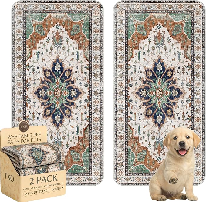 Washable Pee Pads for Dogs,Great Urine Absorbent Reusable Puppy Training Pads,Waterproof,Leak-Proof & Non-Slip Potty Pads for Whelping,Crate,Playpen,Bed.(Dark Teal Floral,36"x72") by Peepads