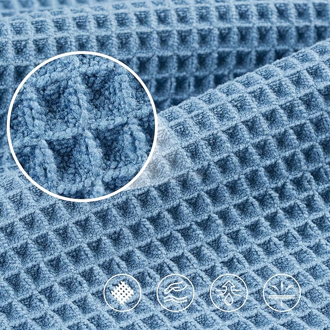 POLYTE 430 GSM Microfiber Oversize Quick Dry Lint Free Bath Towel, 60 x 30 in, 4 Pack (Waffle Weave) - Image 5