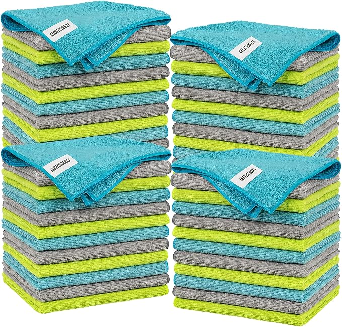 FIXSMITH Microfiber Cleaning Cloth - Pack of 48, Multi-Functional Cleaning Towels, Size: 12 x 16 in, Highly Absorbent Cleaning Rags, Lint-Free, Streak-Free Cleaning Cloths for Car Kitchen Home Office by FIXSMITH