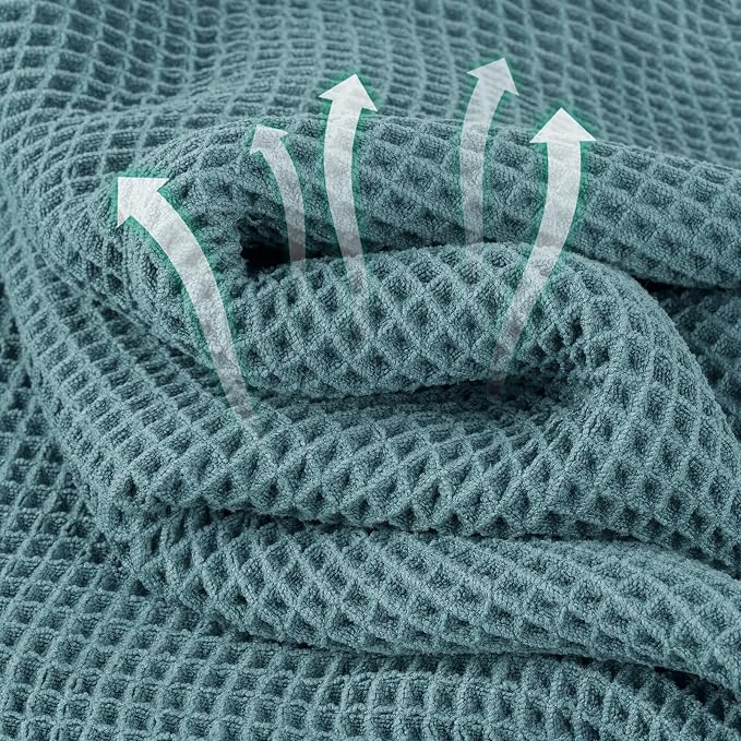 MICROFI Microfiber Waffle Bath Towels, 4 Pieces, Soft, Absorbent, Fast Drying, Lint Free 430 GSM (27''x55''/68.58 cm x139.7 cm) - Image 2