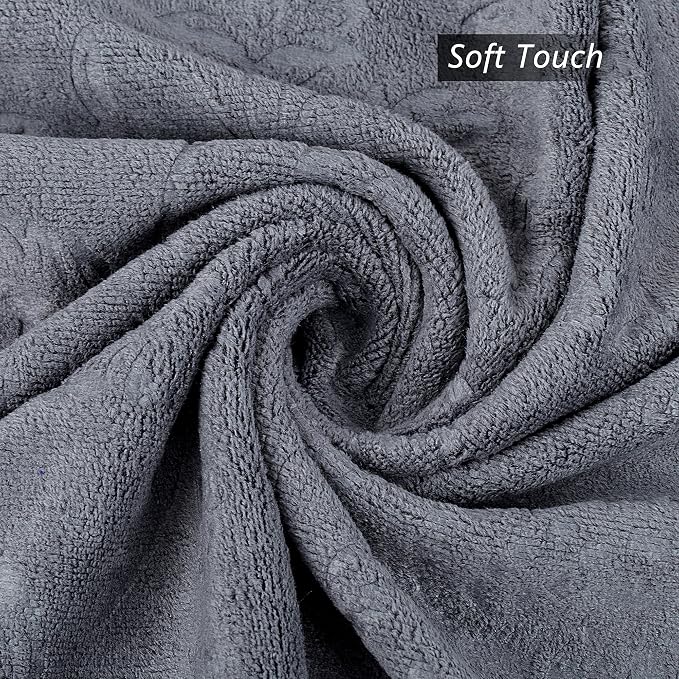 JML Oversized Microfiber Bath Towels, 30" x 60", 4 Pack, Grey Floral, | Hanging Loop, Soft, Absorbent, Quick Dry for Shower, Sauna, Salon Hair Wrap - Image 8
