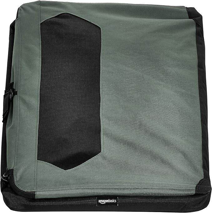 Amazon Basics Portable Foldable Soft Pet Dog Crate Carrier Kennel with Mesh Windows, Ventilation, Pockets for Large Dogs, 42 x 31 x 31 inches, Grey