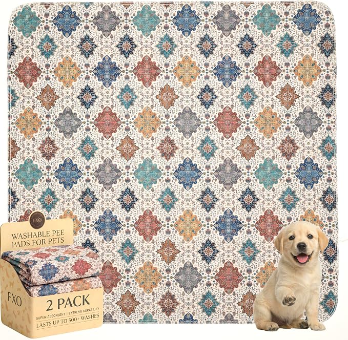 Washable Pee Pads for Dogs,Great Urine Absorbent Reusable Puppy Training Pads,Waterproof,Leak-Proof & Non-Slip Potty Pads for Whelping,Crate,Playpen,Bed.(Colorful Day,36"x36") by Peepads
