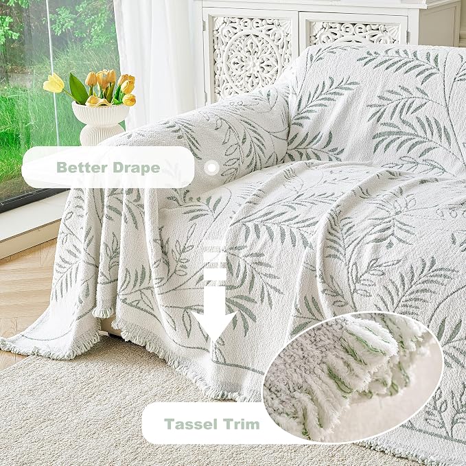 Couch Cover for Dogs Washable Sofa Cover, Sectional Couch Covers, Sofa Covers for 2 Cushion Couch, Non Slip Stripe Sofa Slipcovers Furniture Protector (Eucalyptus Green 91x102) - Image 4