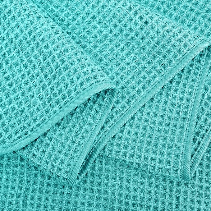 POLYTE 430 GSM Microfiber Oversize Quick Dry Lint Free Bath Towel, 60 x 30 in, 4 Pack (Waffle Weave) - Image 8