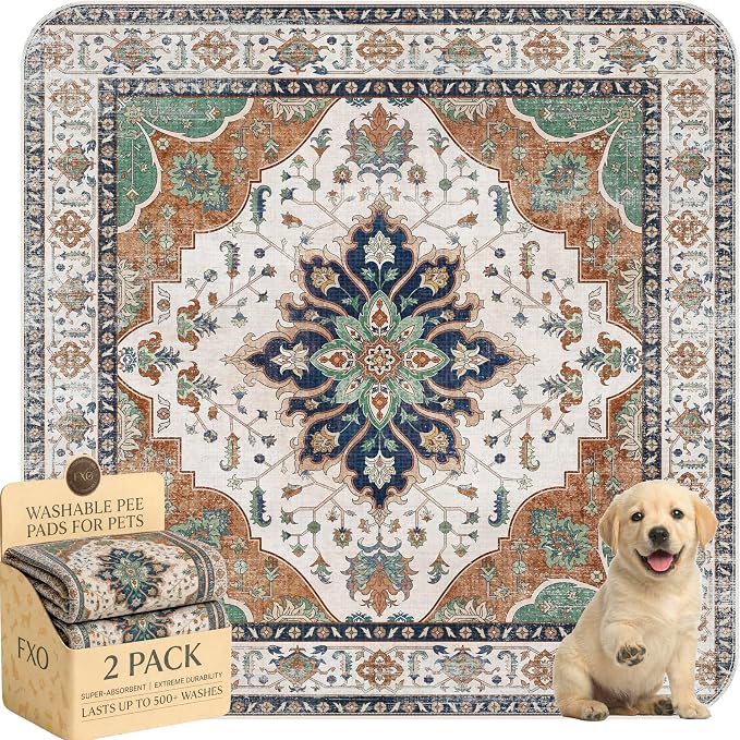 Washable Pee Pads for Dogs,Great Urine Absorbent Reusable Puppy Training Pads,Waterproof,Leak-Proof & Non-Slip Potty Pads for Whelping,Crate,Playpen,Bed.(Dark Teal Floral,36"x36") by Peepads