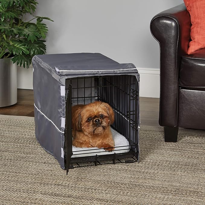 New World Midwest Homes for Pets XS Dog Crate Cover, Polyester Privacy Kennel Cover Fits Most 22-inch Crates, Light Gray, Machine Washable, Reduces Barking & Chewing - Image 2
