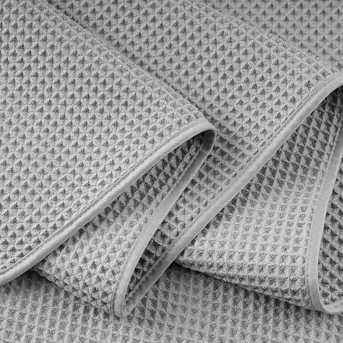 POLYTE 430 GSM Microfiber Oversize Quick Dry Lint Free Bath Towel, 60 x 30 in, 4 Pack (Waffle Weave) - Image 8