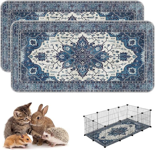 Washable Guinea Pig Pee Pads,Absorbent Reusable Guinea Pig Cage Liners,Waterproof,Leak-Proof & Non-Slip Potty Pads for Small Animals Rabbit Hamster Rat.(Dark Navy Floral,24"x48") by Peepads