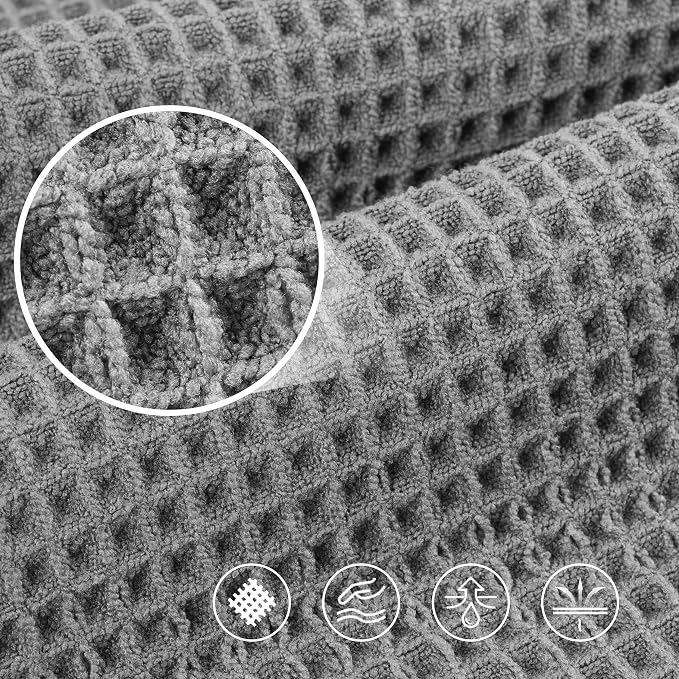 POLYTE 430 GSM Microfiber Oversize Quick Dry Lint Free Bath Towel, 60 x 30 in, 4 Pack (Waffle Weave) - Image 5