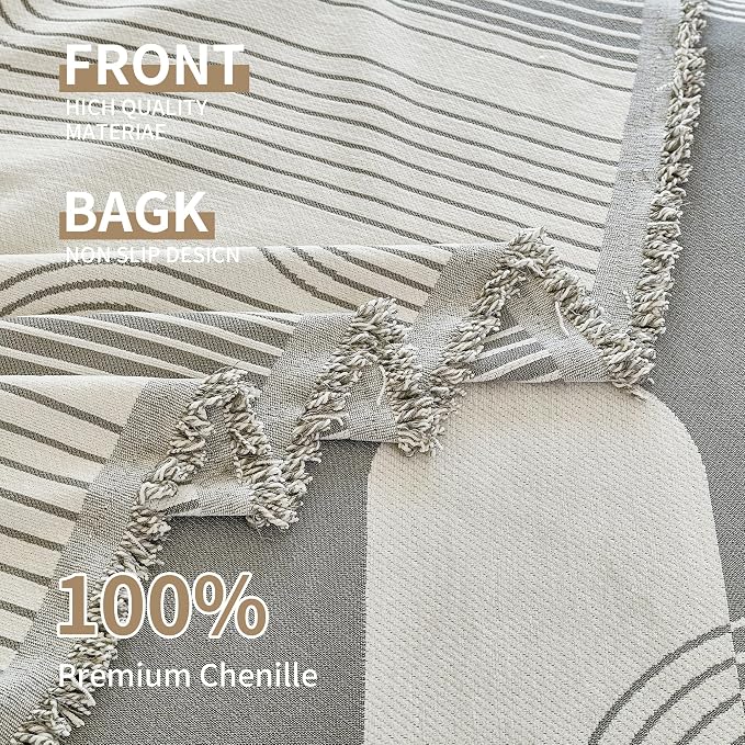 VANJOROY Boho Couch Sofa Cover for 3 Cushion Sectional Sofa L-Shape -Washable Chenille Couch Cover for Dogs Pets, Boho Couch Cover Protector Soft Grey Sofa Slipcovers with Tassel,91"x 134" - Image 7