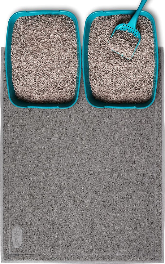 Pawkin Cat Litter Mat, Jumbo XX-Large, 4x3 Feet, Fits Two Litter Boxes or Extra Coverage for One Box, Gray by Pawkin